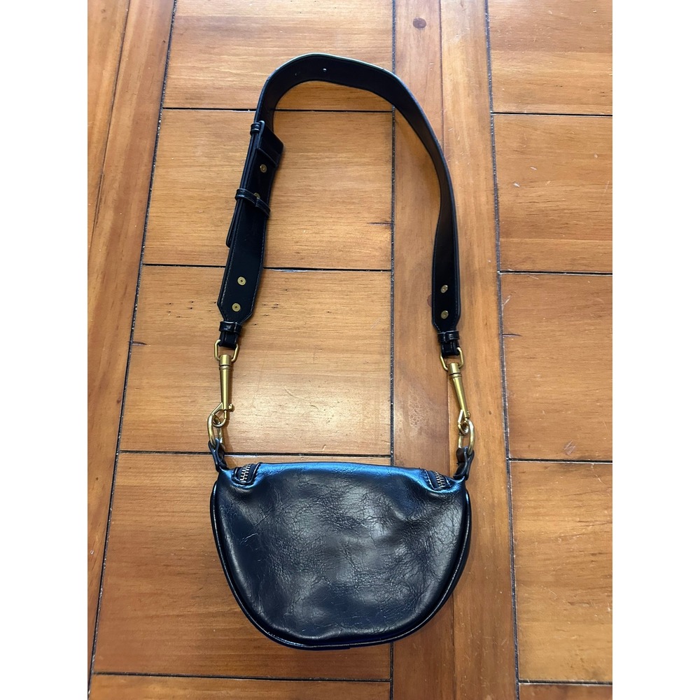 Antik Kraft Black Quilted Vegan Leather Belt Bag Crossbody Crescent Fanny Pack